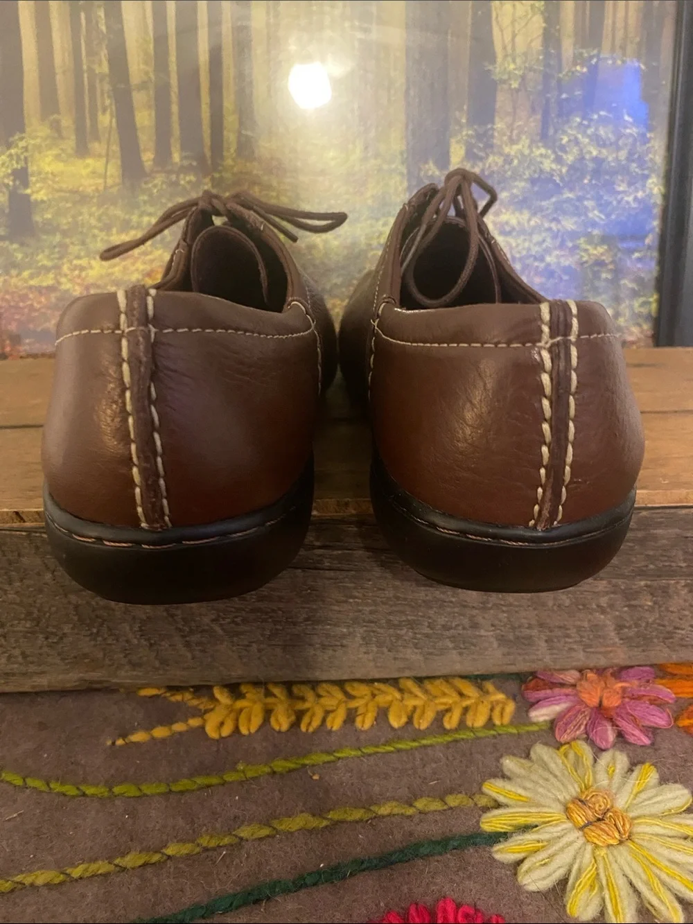 Clarks Brown Leather Casual Women's Flats